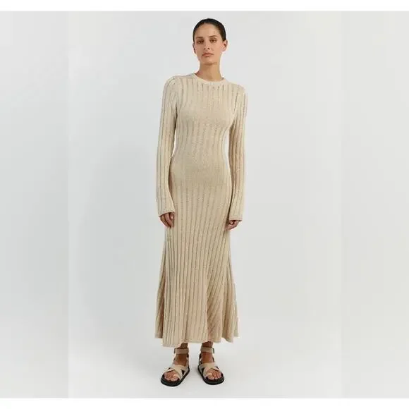 DISSH | Dresses | Dissh Large Stevie Maxi Bodycon Ribbed Sweater Dress Long  Sleeve Minimalist | Poshmark